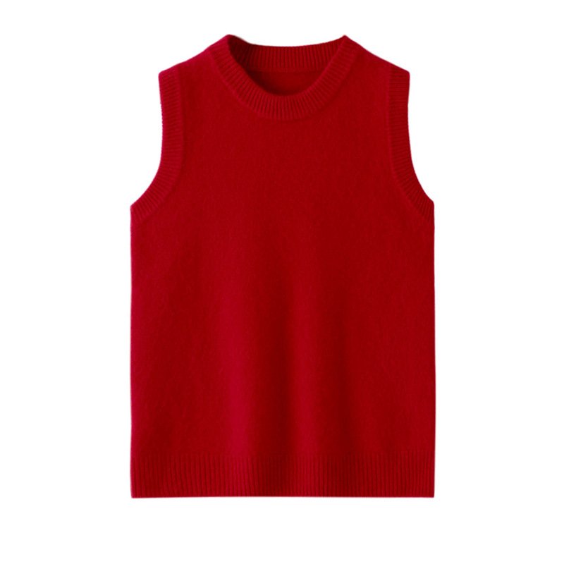 Children's knitted vest for men and women with a round collar