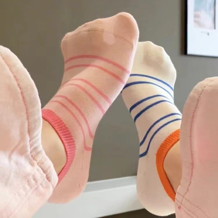 Socks Women's Short Socks Summer Thin Non-slip Non-falling Pure Cotton Spring and Autumn Ins Trendy Boneless Color Dopamine Boat Socks