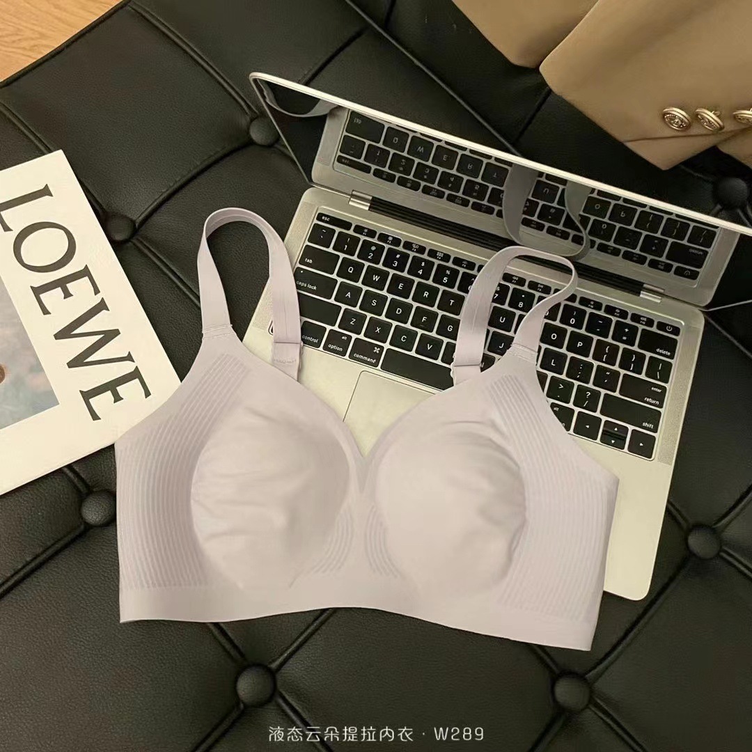 Seamless Thin Liquid Cloud lifting underwear Orejas de conejo de mujer pecho grande pequeño sujetador inalámbrico cómodo anti-flacidez