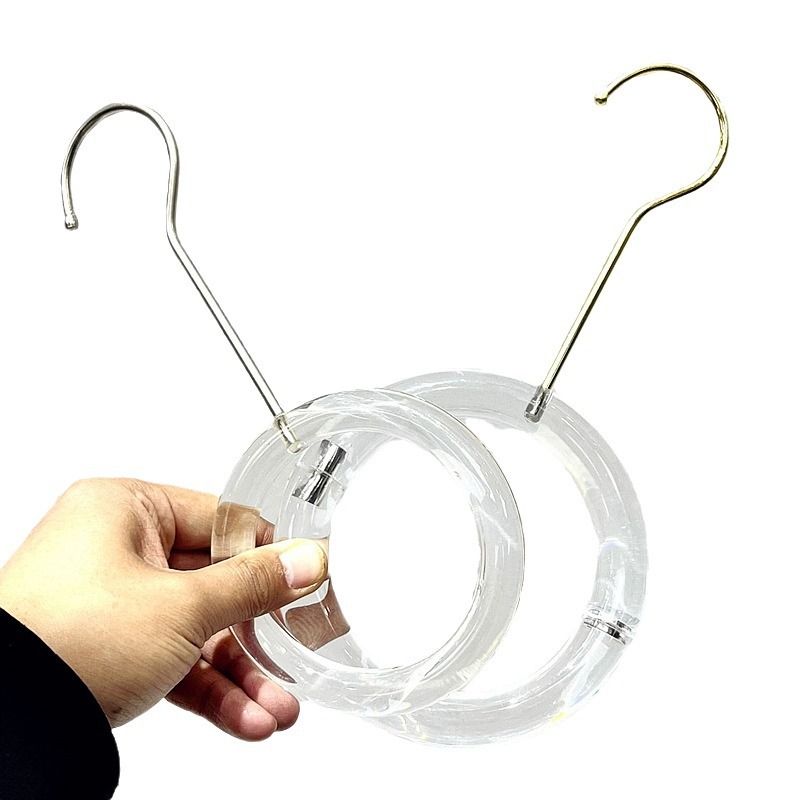 Acrílico círculo transparente bufanda bolsa zapatos tienda de ropa accesorios especiales decorativos gancho pequeño clip