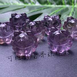 天然水晶紫水晶炸毛九尾狐diy饰品配件通孔手链配饰手工编绳