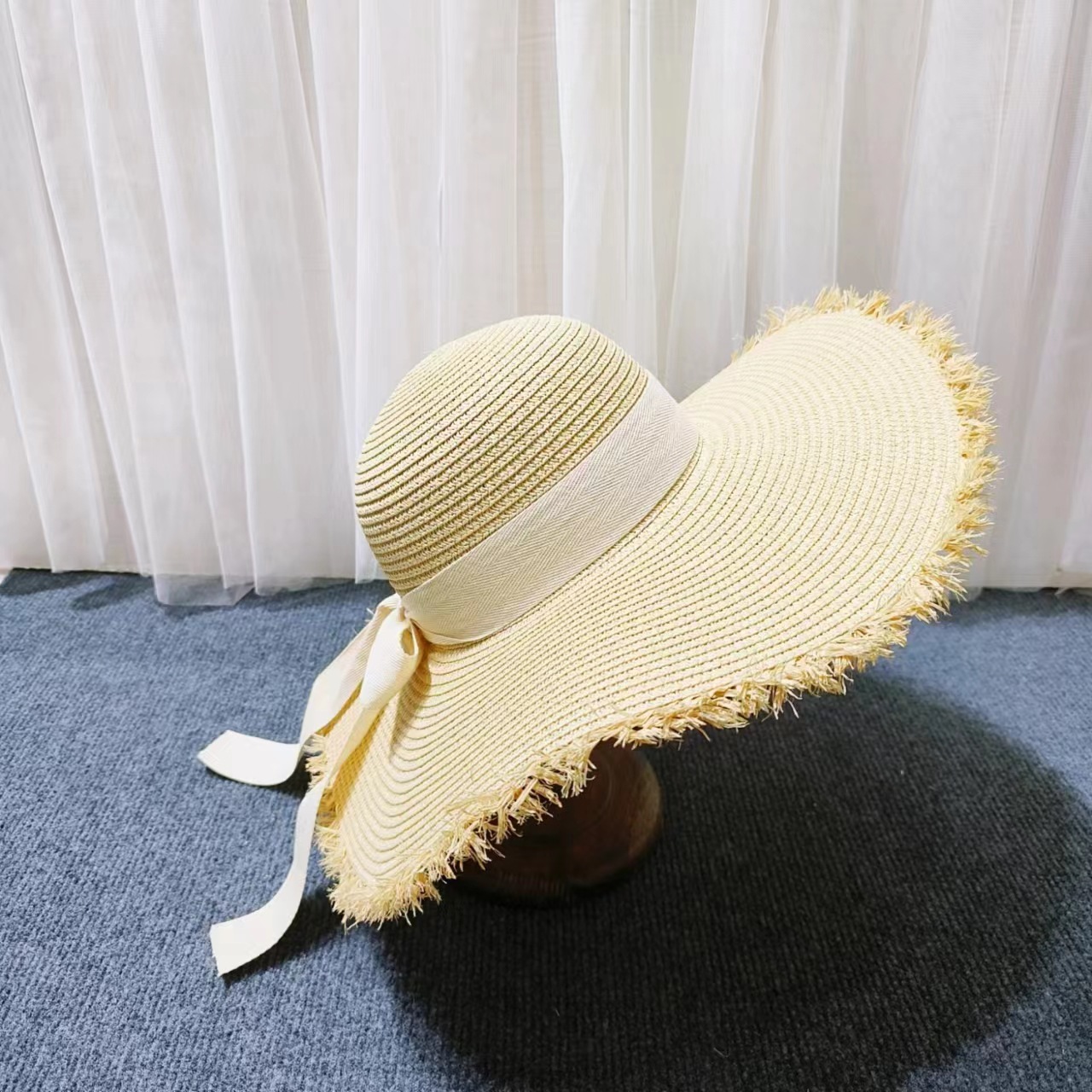 700g Weight Straw Hat Hats Type Holiday, Beach Occasion Straw Material Solid Color, Bow Knot Pattern Summer Season Women's Gender Elegant, Simple Style Style Wide Eaves Rim Women's Elegant Simple Style Solid Color Bow Knot Wide Eaves Straw Hat 7