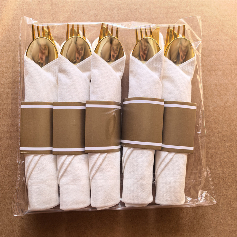 ml gold, silver, rose gold disposable cutlery set, non-woven fabric set, UV electroplated cutlery, birthday party