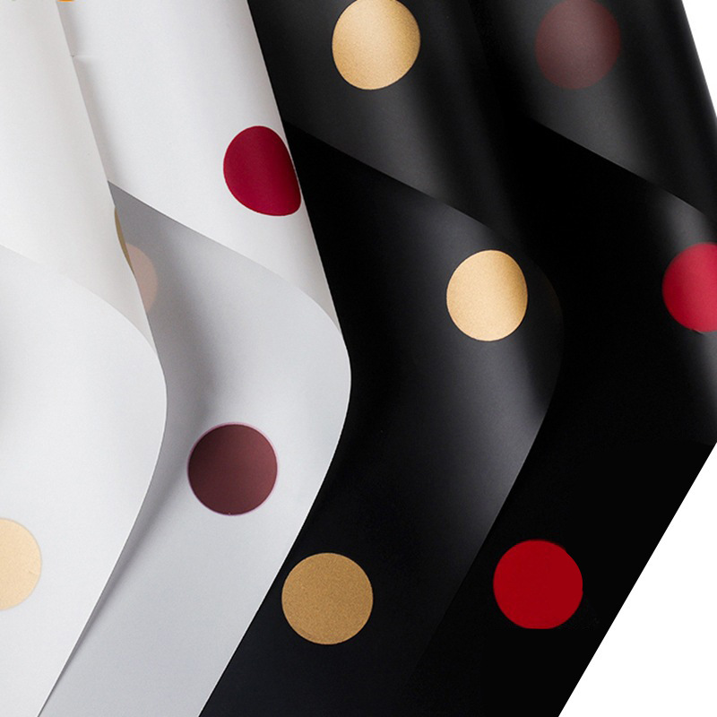 波点焦糖膜圆点包装纸批发花束包装材料韩式鲜花包装纸花店材料