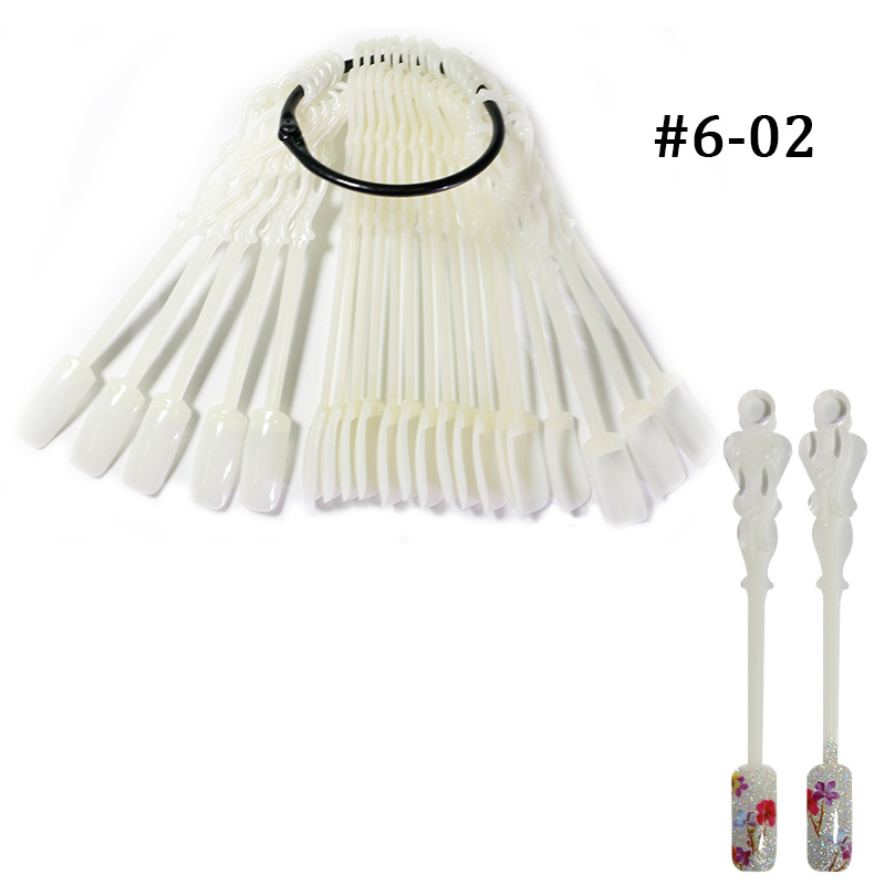 Placa de color de pantalla ZF 24 piezas de práctica de uñas pieza punta de uñas forma de abanico en forma de arco de flores tablero de exhibición de arte de uñas tarjeta de color