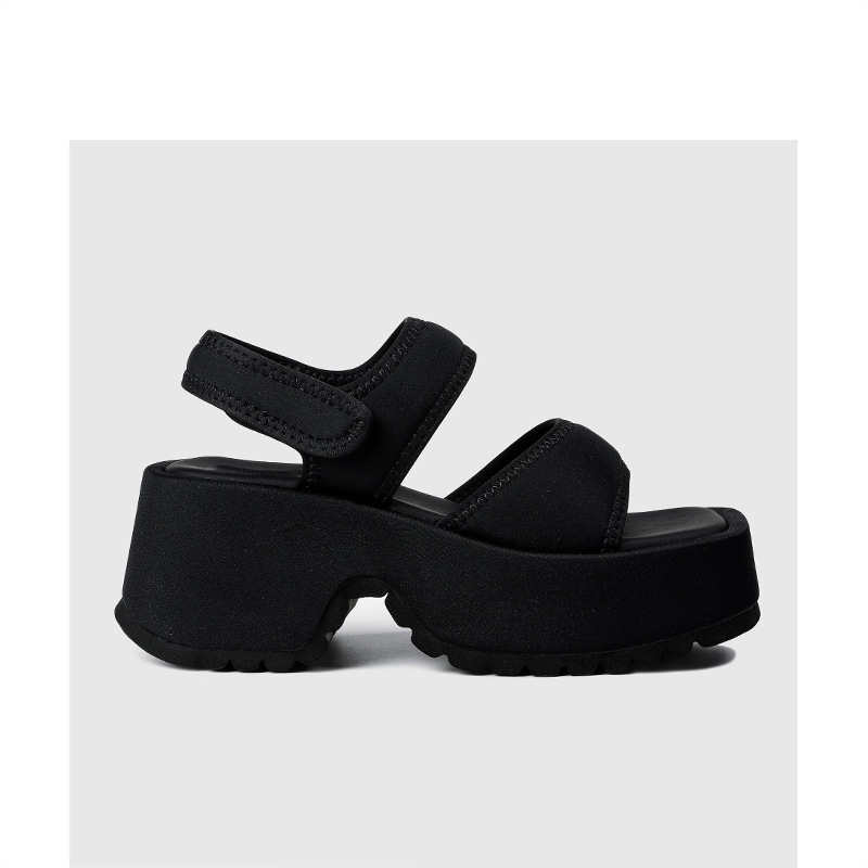 [Ready Stock Version] Thick-Soled High-Heeled Sandals for Women 2026 Summer New Style Roman Height-Increasing Velcro Sports Beach Shoes