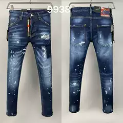 9938 hole paint inkjet D2 high street tide brand jeans American cross-border men's Denim trousers Europe station Denim