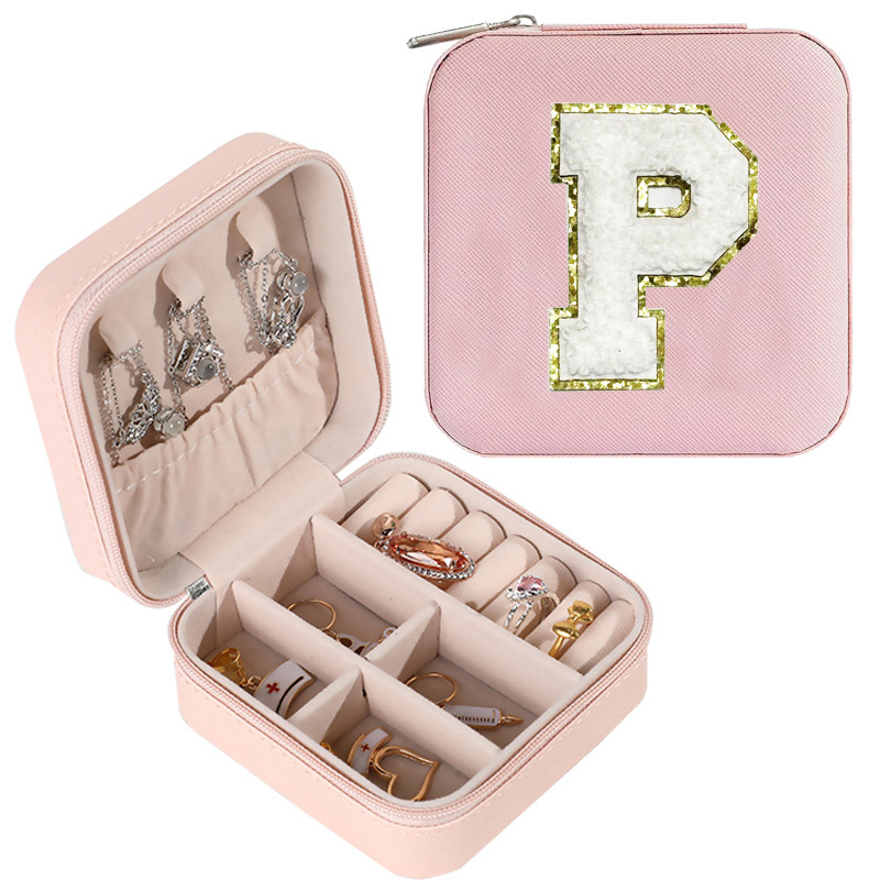 Cross-border de cuero Stud pendientes de gran capacidad de la joyería de la caja de la joyería del anillo caja de almacenamiento portátil