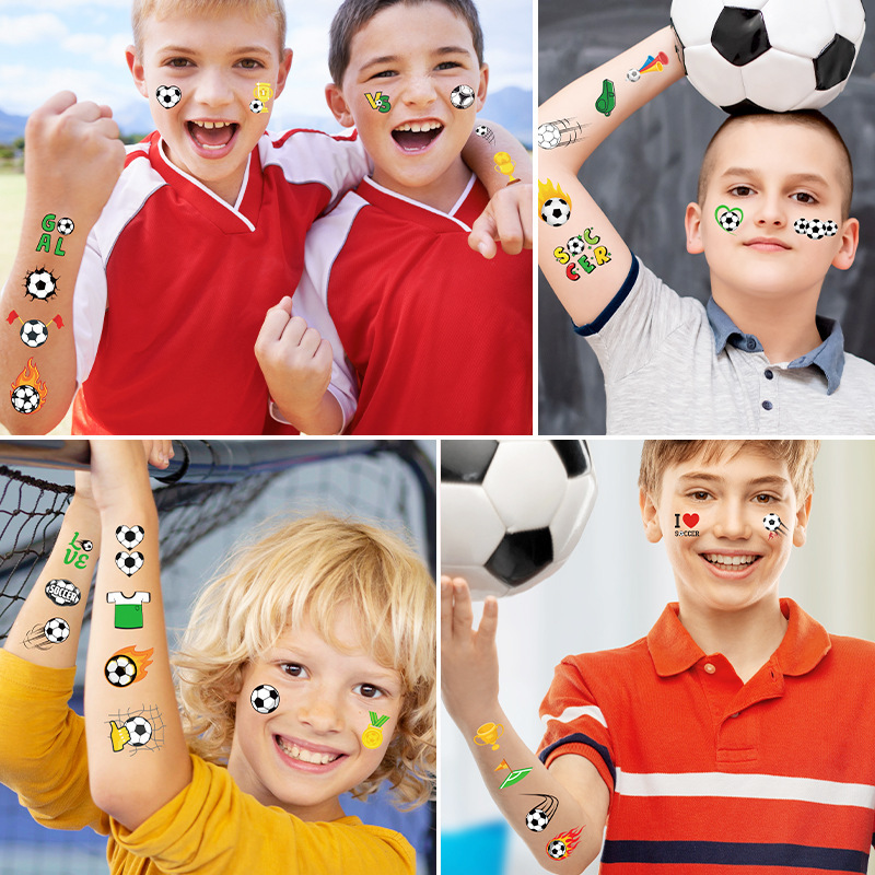 25 新しいサッカータトゥーステッカーワールドカップイベントファンクラブイベントパーティー子供の漫画一時的なステッカー|undefined