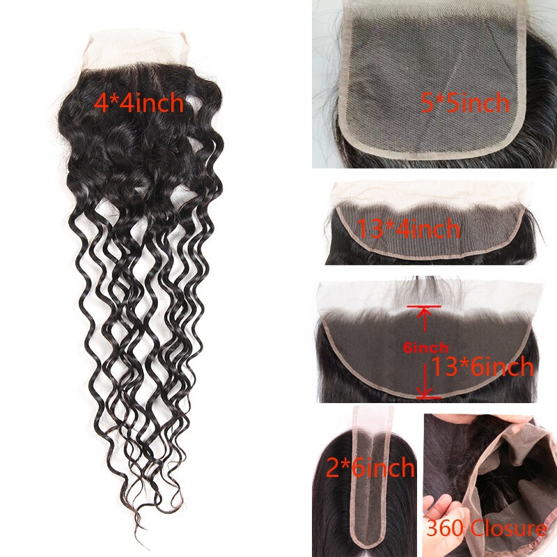 Lace Frontal Closure Water Wave Front Lace Real Hair Piece Factory Ready Stock Cross-Border E-Commerce
