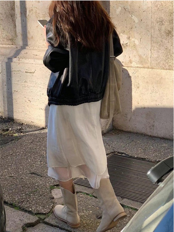 黑色短款皮衣外套女2025秋季新款夹克酷飒风小个子机车气质复古|undefined