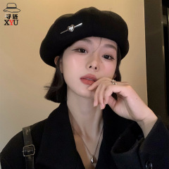 毛呢贝雷帽四季常带立体透气帽檐显脸小报童帽优质毛呢百搭蓓蕾帽