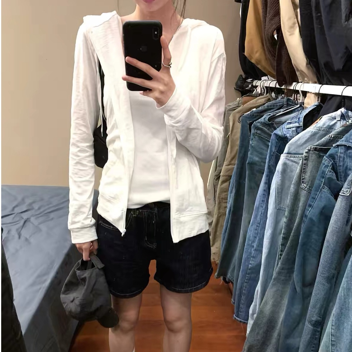 DY804连帽开衫白色防晒衣女修身显瘦百搭休闲外套2026新款上衣ins