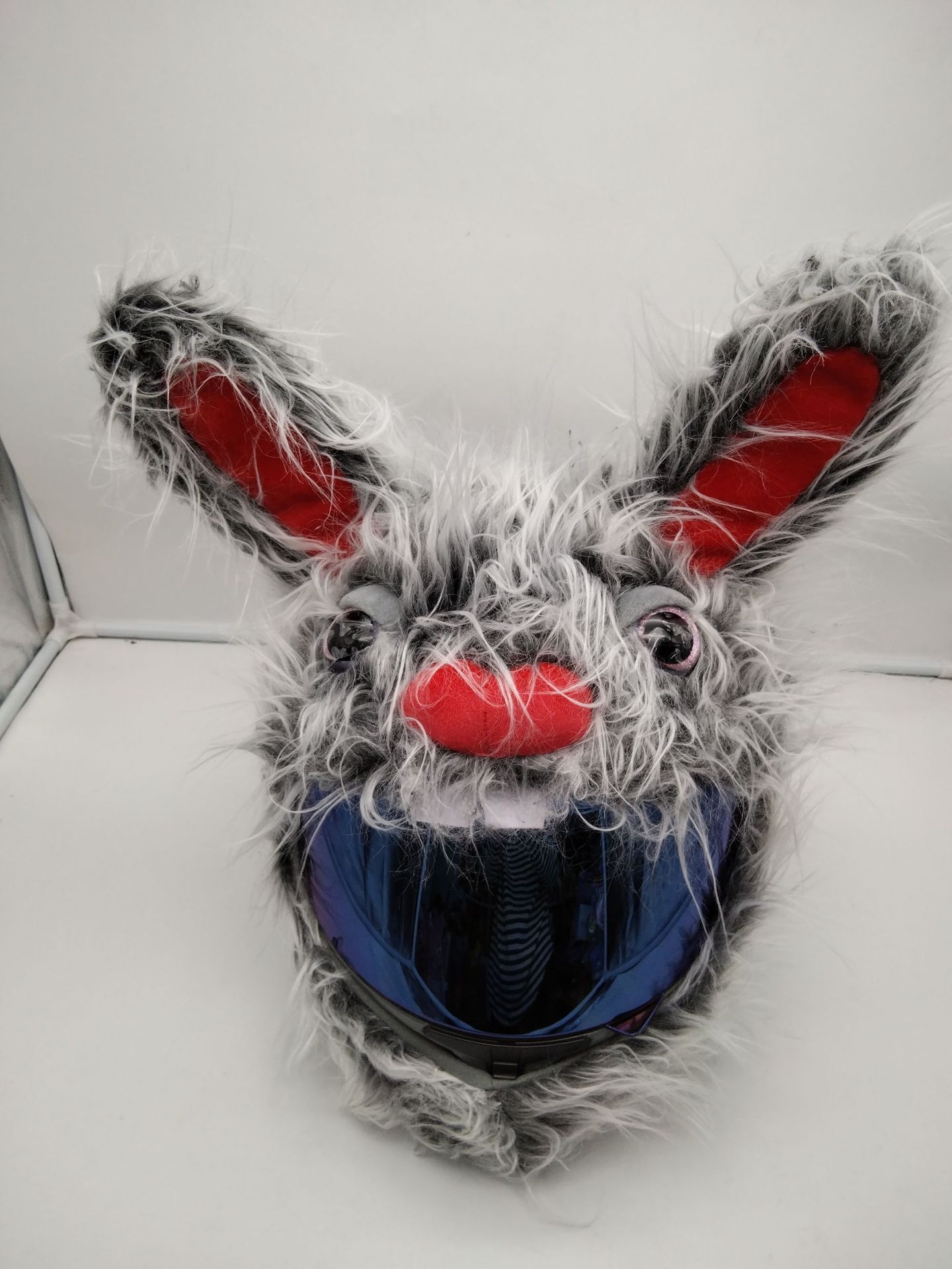 Conejo de Halloween de peluche cubierta del casco de la motocicleta casco de dibujos animados sombrero de la joyería frito calle cubierta protectora horror tendencia