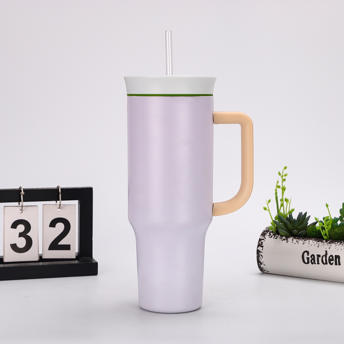 Cross-border 40oz taza de hielo de paja de gran capacidad 304 taza de aislamiento térmico de acero inoxidable mango portátil al aire libre taza de automóvil