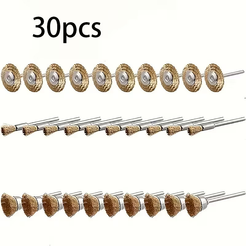 30 Professional Metal Wire Wheel Kit Electric Drill Brush for Polishing Deburring and Rust Removal Durable Brass and Steel