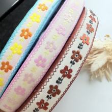 1.8cm双色花朵提花织带小清新田园民族风手工diy装饰各类服装辅料