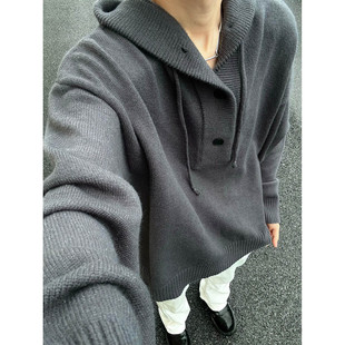 Autumn and Winter New Knitwear Male Couple Lazy Loose Trendy Brand Cleanfit Handsome Hooded Pullover Knitwear Jacket