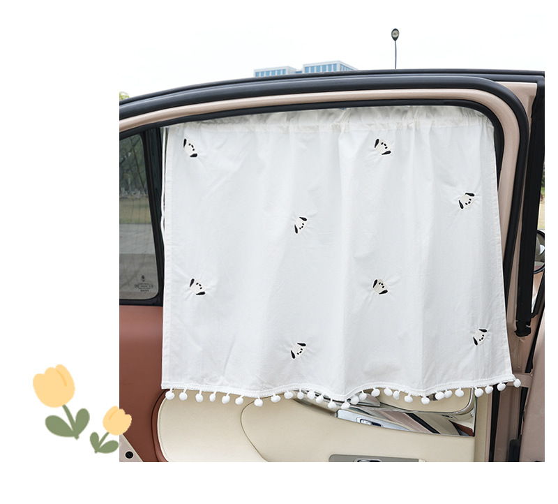 Car sunshade cotton embroidered bear car side window heat insulation sunshade creative telescopic car sunshade