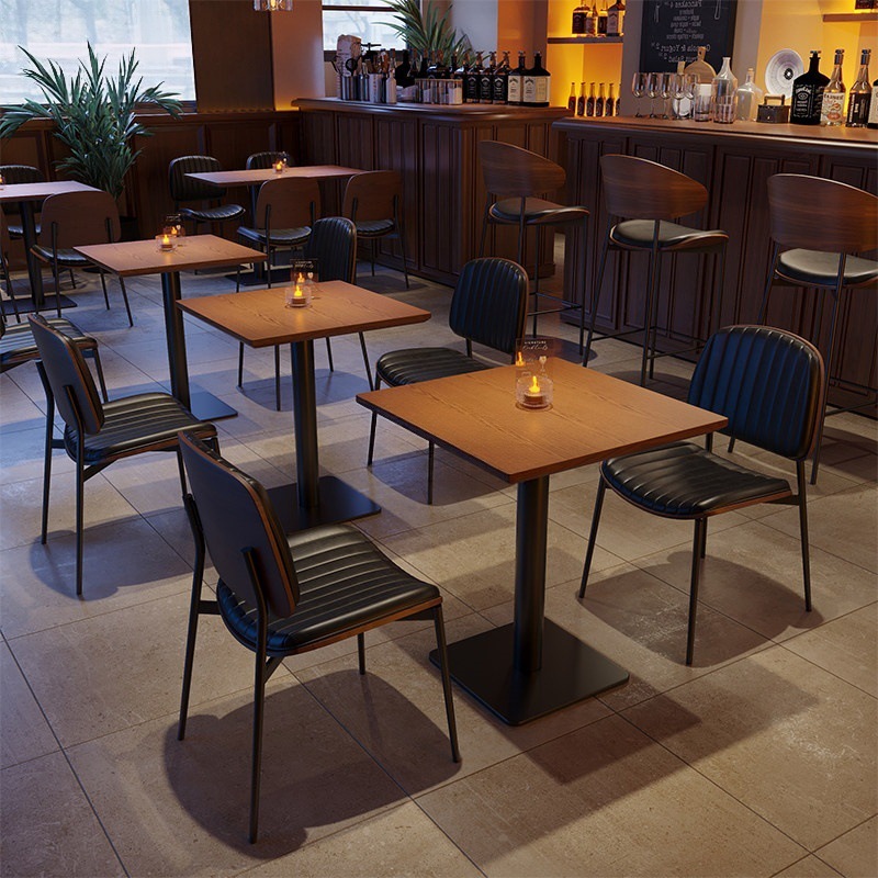 Retro-style bar, pub, lounge, western restaurant, tea house, booth seating, coffee and barbecue shop reception and rest area table and chair set