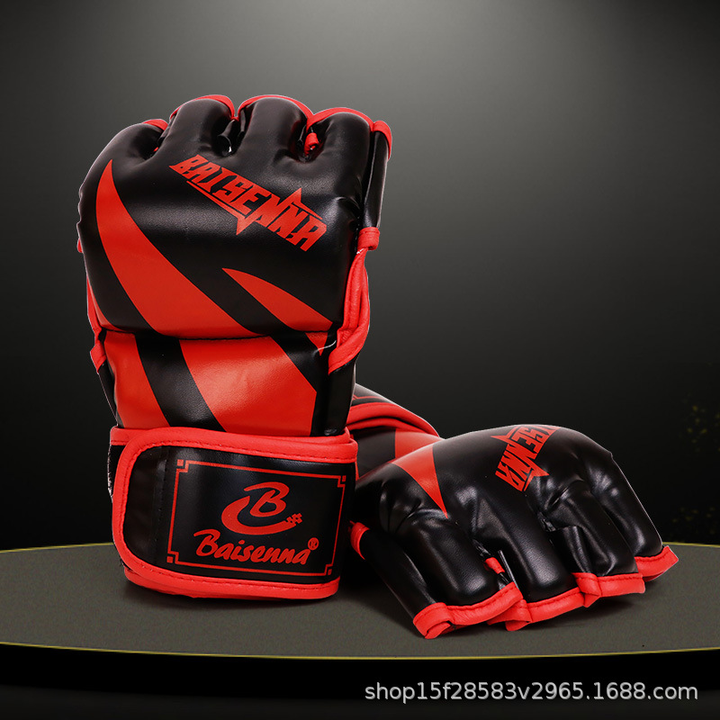 Boxing Gloves Men's Half-finger Fighting Training Sanda Fighting MMA Professional Split-finger UFC Thickeneded Sandbag Adult Boxing Gloves