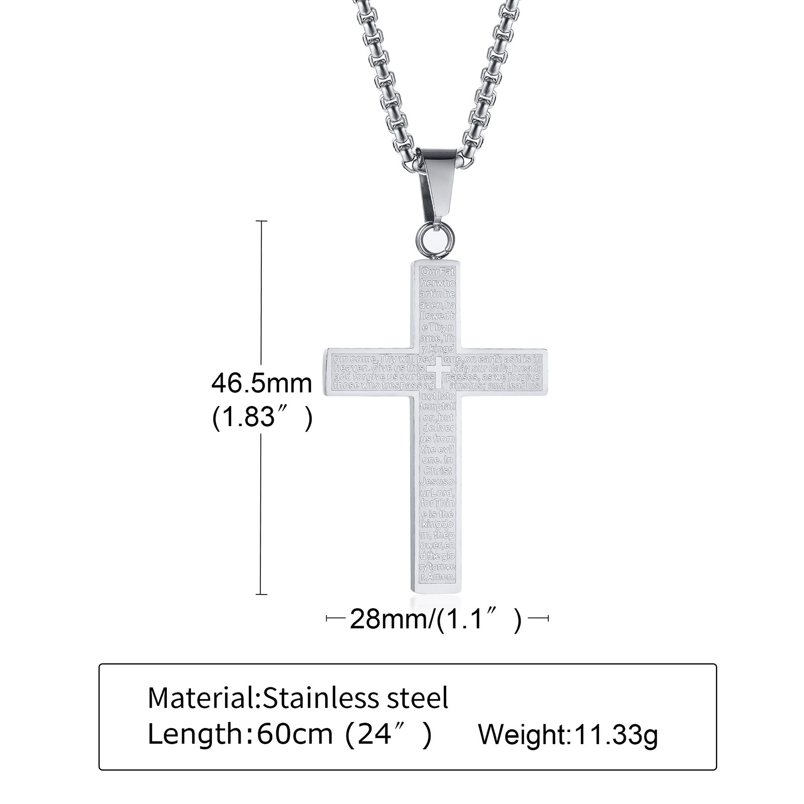 Simple Style Cross Titanium Steel Plating Pendant Necklace display picture 3