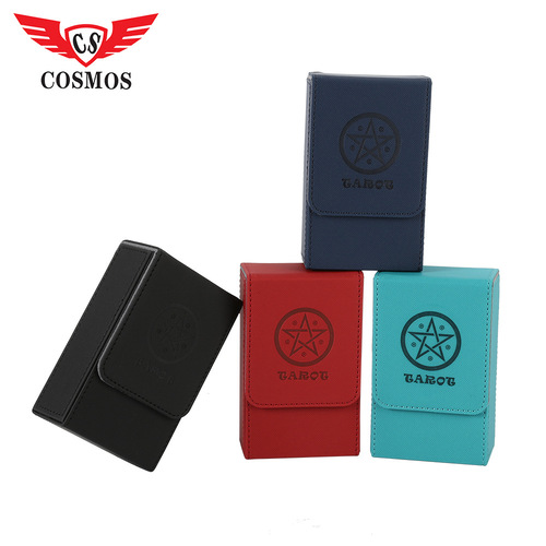 Large size simple portable flip tarot card storage box strong magnetic compression PU leather card box cross-border board game card box
