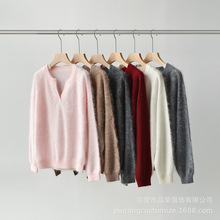 品荣25秋冬新款100%纯山羊绒拉绒宽松休闲百搭慵懒风羊绒衫上衣女