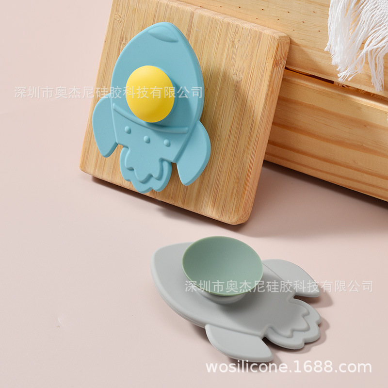 亚马逊现货批发吸盘转转乐玩具婴幼儿旋转陀螺硅胶尾翅火箭转转乐|undefined