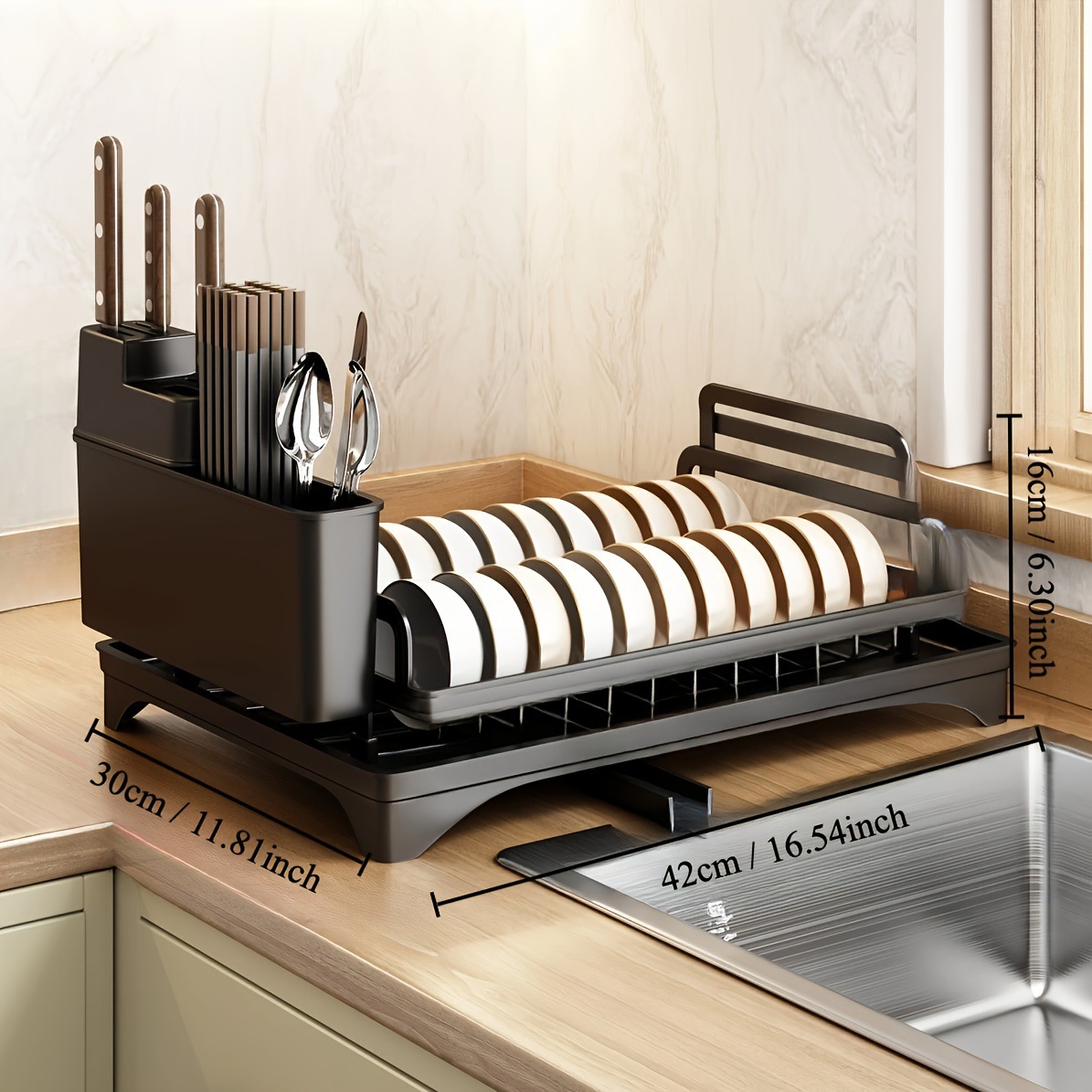 Rejilla de drenaje de cocina transfronteriza Rejilla para platos domésticos Rejilla para platos Rejilla para platos Rejilla de almacenamiento para cuchillos y tenedores Encimera Rejilla para secar cuencos