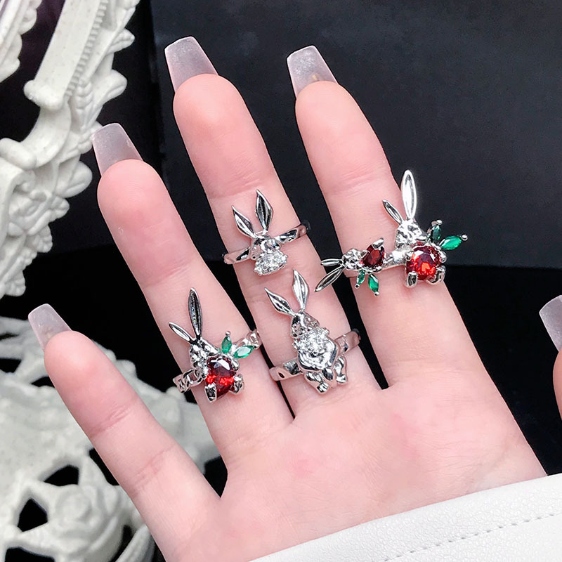 法式高級感甜酷兔子開口戒指不規則輕奢小眾ins個性百搭指環潮女