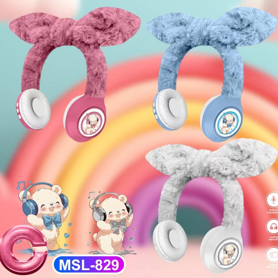 Nuevo MSL - 829 creativo de dibujos animados arco de peluche auriculares Bluetooth para niños inalámbricos regalos