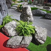 石头禅意造景树脂玻璃钢假山石花园庭院室内装饰摆件摄影道麦太保