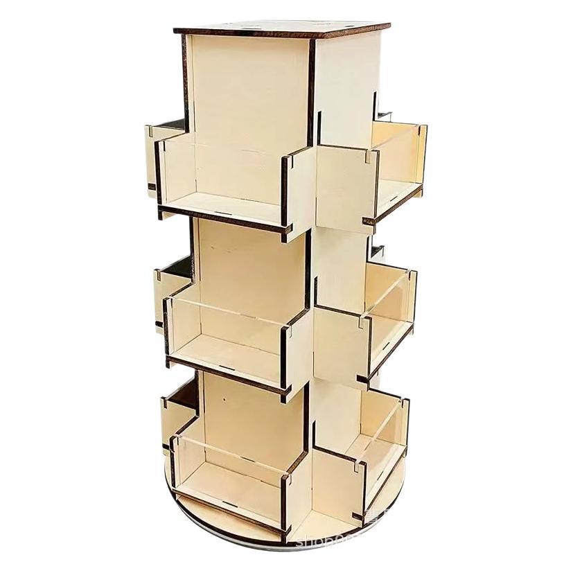 Estante de exhibición de tarjetas de felicitación de madera giratorias transfronterizas Estante de almacenamiento de tarjetas Estante de libros ilustrados para niños Estante multicapa de artículos diversos de papelería