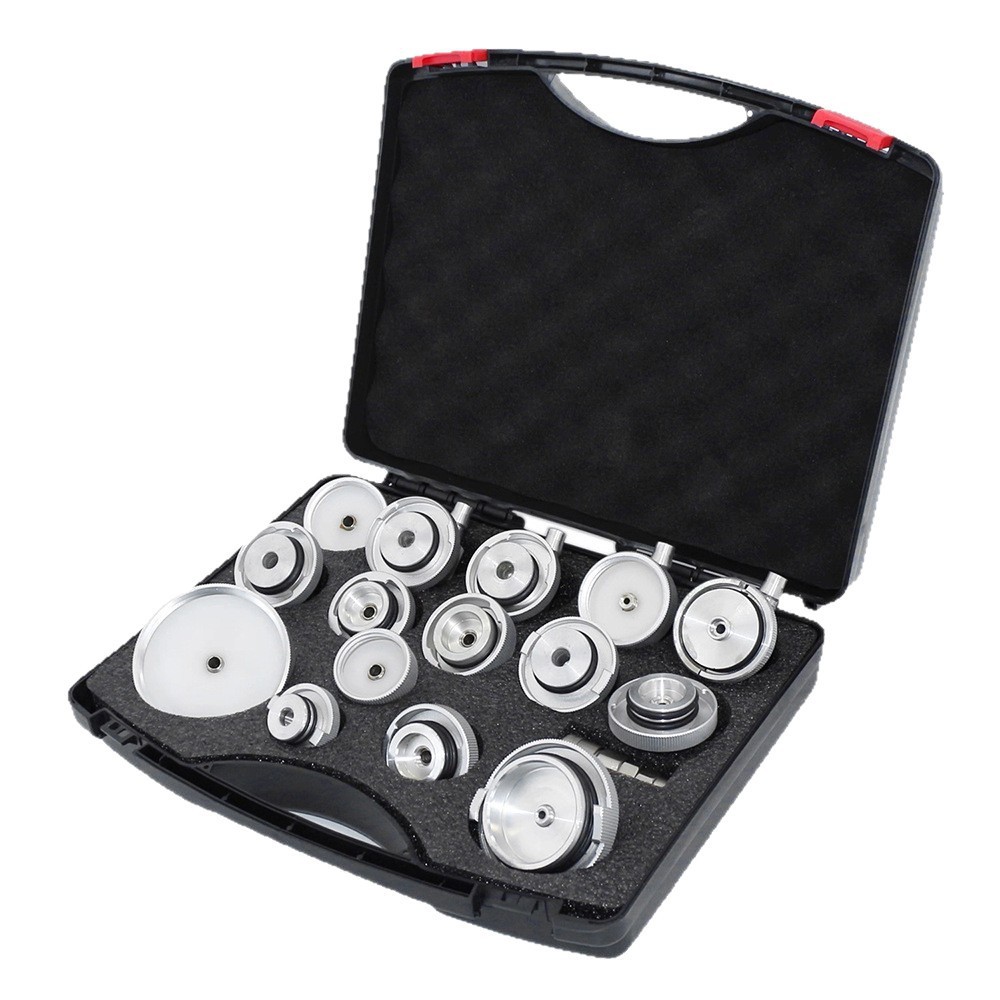 Complete set of specialized connectors for car brake fluid replacement machines, including brake fluid DOT4 and brake fluid replacement tools and accessories