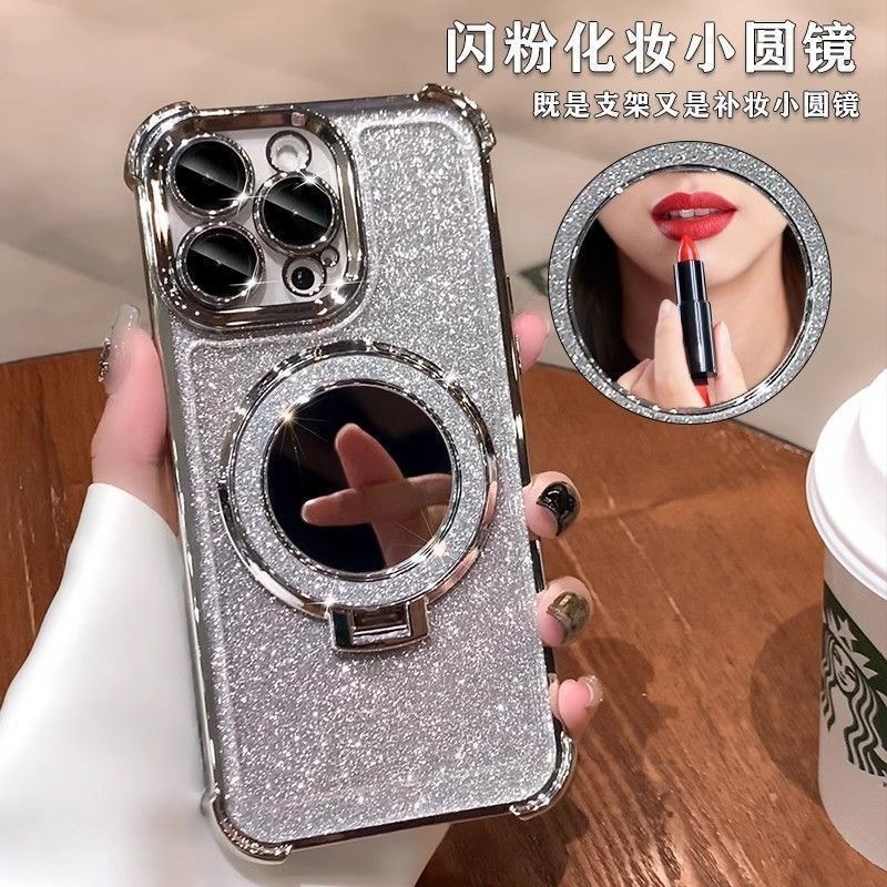 化粧鏡付きマグネット式スタンド、Apple 17ProMax、iPhone16、キラキラ輝く15用フルカバー耐衝撃ケースに適合|undefined