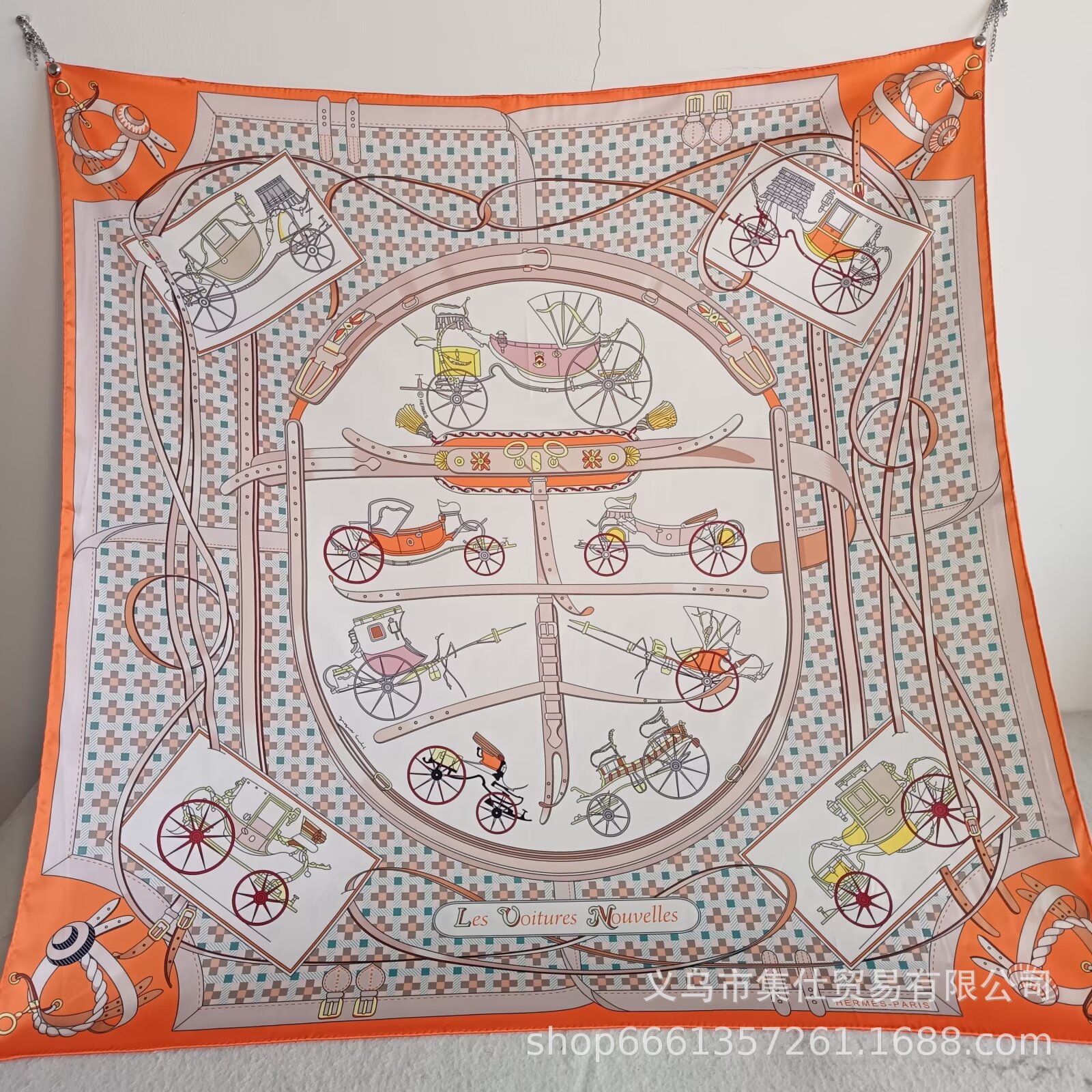 Bufandas de seda de moda europeas y americanas transfronterizas bufandas elegantes de alta calidad lujosas impresión de letras de seda impresión caliente en el extranjero