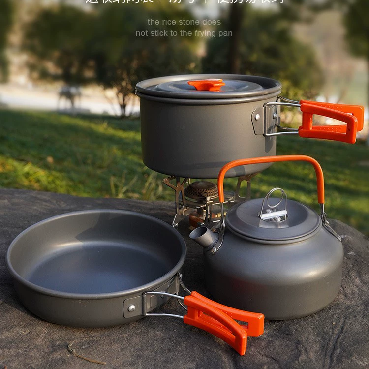 Aotu Amazon Горячий Продавать Набор Горшок Чайник Пакет 2-3 Людей Комбинация Посуды Для Кемпинга Без Посуды AT6384