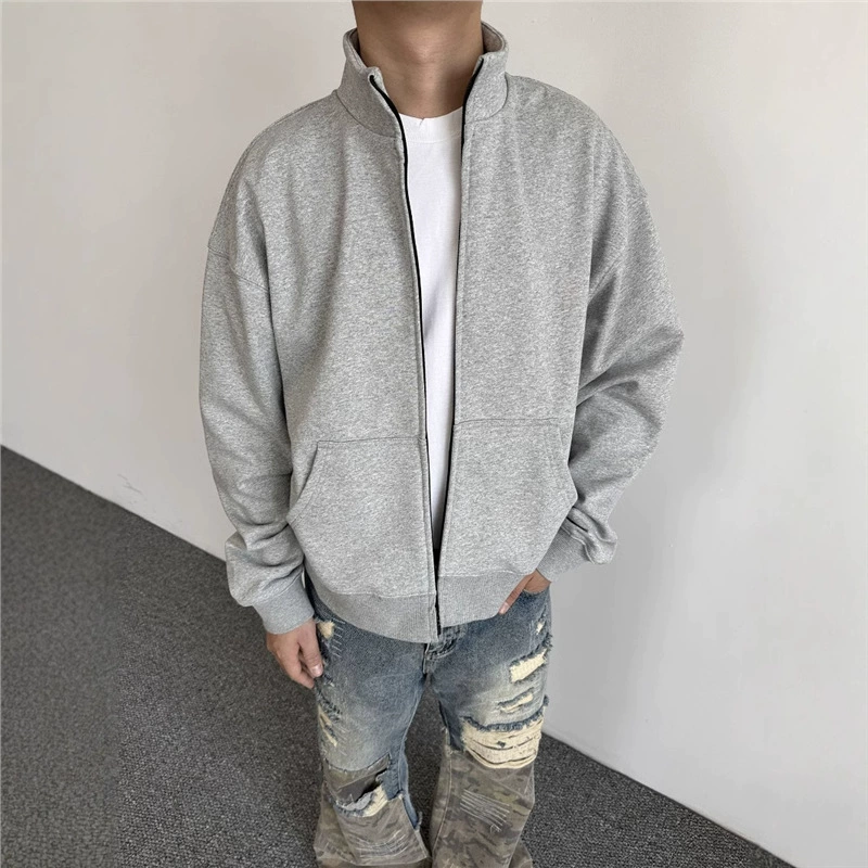 Сплошная молния дикая куртка кардиган куртка прилив тяжелый американский высокий уличный cleanfit ветреный профиль короткая широкая boxy