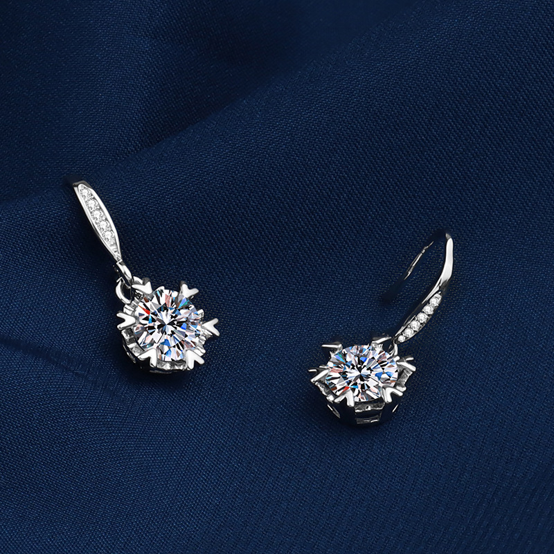 Fashion Snowflake Silver Plated Plating Inlay Artificial Gemstones Womenu0027S Drop Earrings 1 Pair
