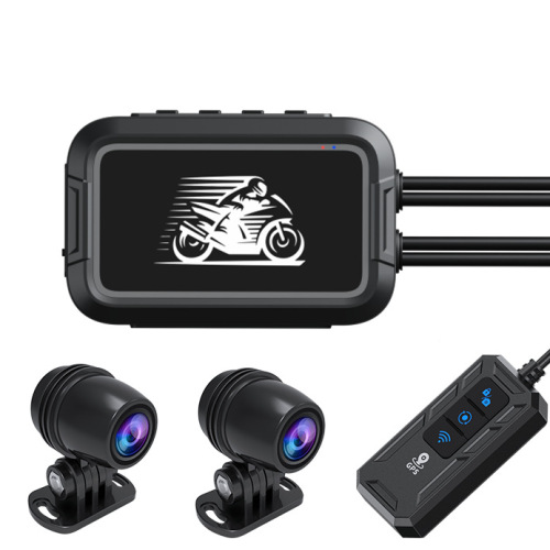Dual-lens motorcycle camera 1080p HD waterproof WiFi smartphone connectivity Front and rear dual recording GPS camera