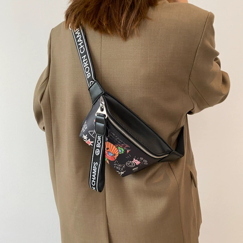 Small bag, fashionable cute shoulder bag, chest bag, painted belt bag, backpack, city style