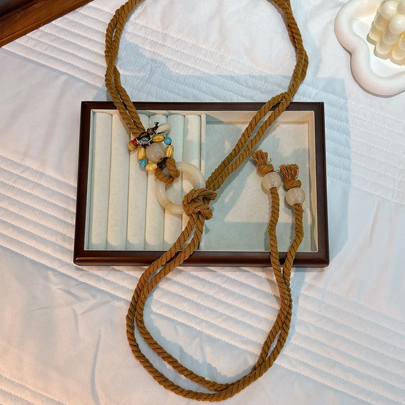 Cuerda de la cintura popular Bohemia tejida cuerda de cáñamo cadena de la cintura cinturón delgado vestido del todo-fósforo de las mujeres joyería transfronteriza al por mayor