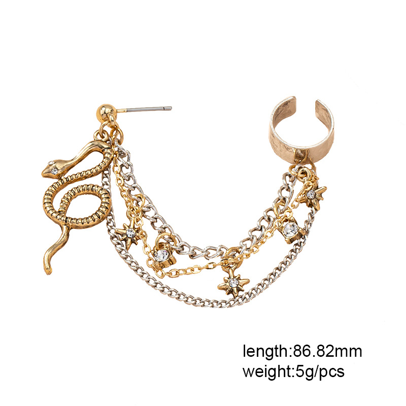 New Snake Earrings Hip-hop Chain Integrated Ear Bone Clip display picture 1