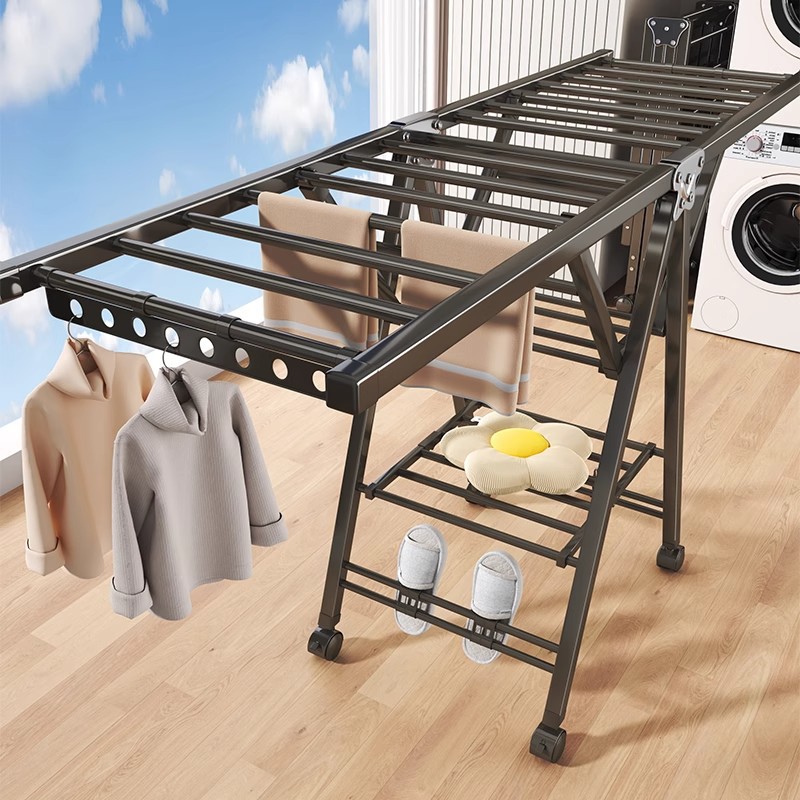 Foldable Clothes Drying Rack for Balcony, Indoor Home Use, Bedroom Clothes Hanging Rod, Outdoor Quilt Drying Tool