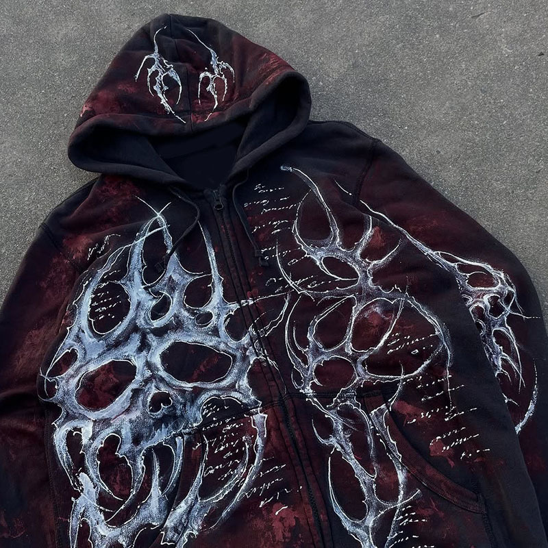 2026 American-Style Dark Punk Skull Print Unisex Fashion Top Loose Versatile Zip-Up Sweatshirt 2026 American-Style Dark Punk Skull Print Unisex Fashion Top Loose Versatile Zip-Up Sweatshirt