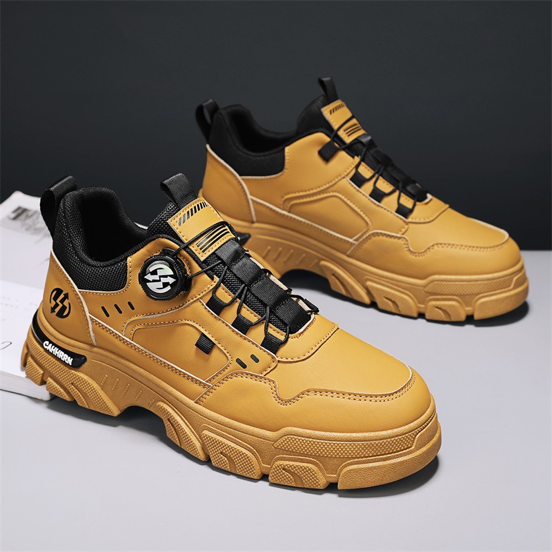 2024 otoño nuevo hombre bajo botón de botón giratorio Martin zapatos de cuero de moda casual zapatos deportivos de hombre