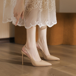 Strap High-Heeled Sandals for Women, Summer Open-Toe Backless Pointed Stiletto Sexy Goddess Style Shoes