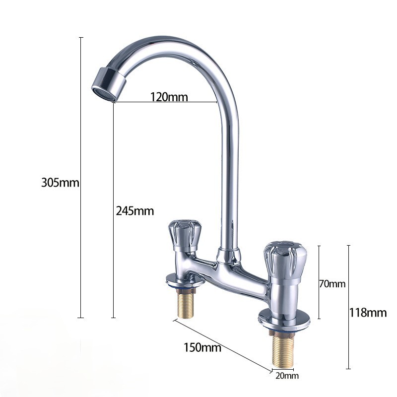 Sudamérica transfronteriza de 8 pulgadas grifo a prueba de salpicaduras caliente y frío doble conector de plástico doble conector 360 grados grifo giratorio