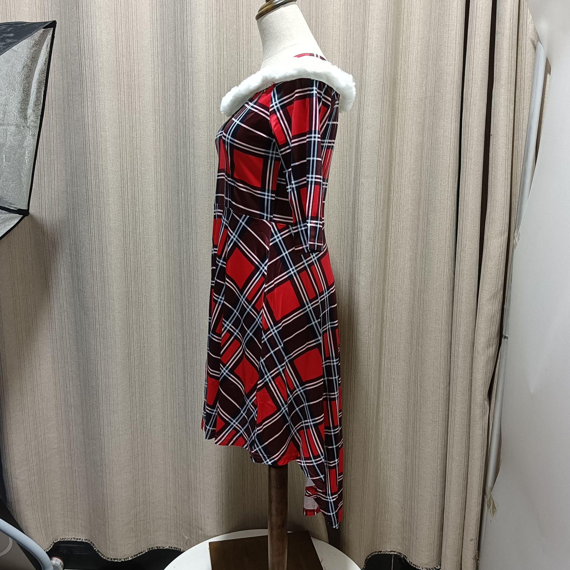 Spandex, Polyester Fabric Patchwork Design Fashion Style Wholesale Women'S Fashion Patchwork Solid Color Party V Neck Long Sleeve Ball Gown